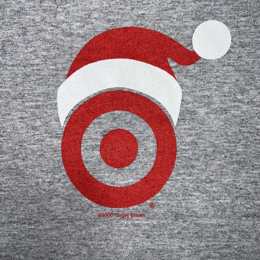 NOS Target Store Logo Santa Hat T Shirt Men's Sz M Gray Christmas 2000's Y2K Tee - Picture 3 of 8